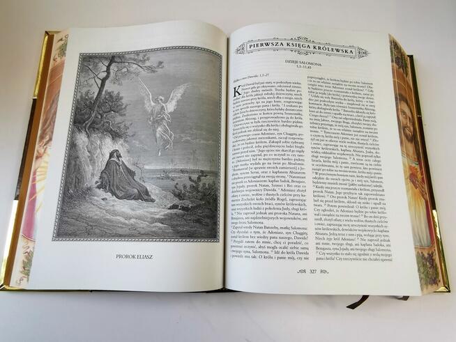 Biblia w oprawie skórzanej z bursztynami malowanymi brzegami