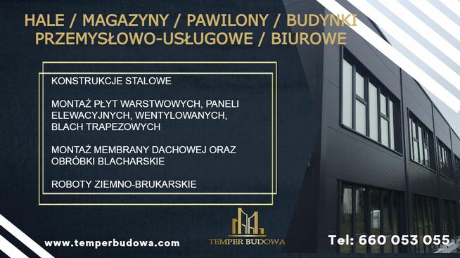 Montaż konstrukcji stalowej i płyt warstwowych