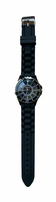 Męski czarny zegarek Geneva z gumowym paskiem