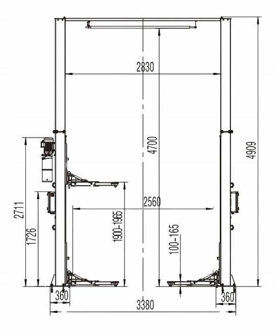 Podnośnik dwukolumnowy samochodowy PODWYŻSZANY 4T 4,9M