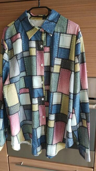 Bluzka damska/koszula w kolorową kratkę – rozmiar 3XL