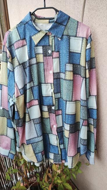 Bluzka damska/koszula w kolorową kratkę – rozmiar 3XL