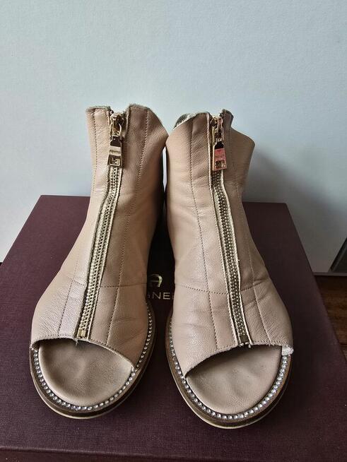 R.Polański r.38 skórzane sandały botki open toe