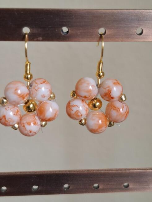 kolczyki kwiatowe z koralików