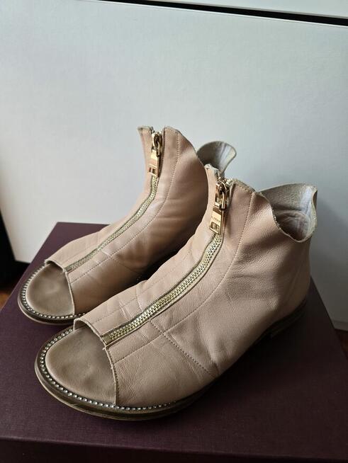 R.Polański r.38 skórzane sandały botki open toe