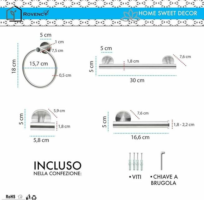 Wieszak Srebrny na ręczniki papier toaletowy stal nierdzewna