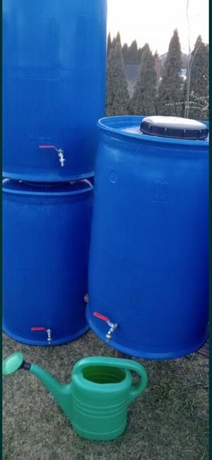 Beczki na deszczówkę 220 litrów Metalowy KRANIK 3/4