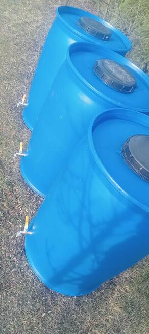 Beczki na deszczówkę 220 litrów Metalowy KRANIK 3/4