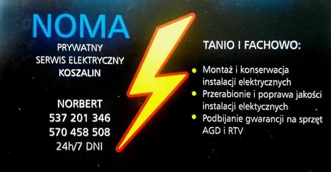 Elektryk Koszalin serwis Noma
