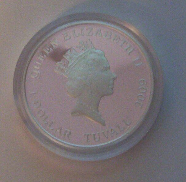 2009 Krokodyl słonowodny 1 uncja srebra 1 OZ Kolorowany