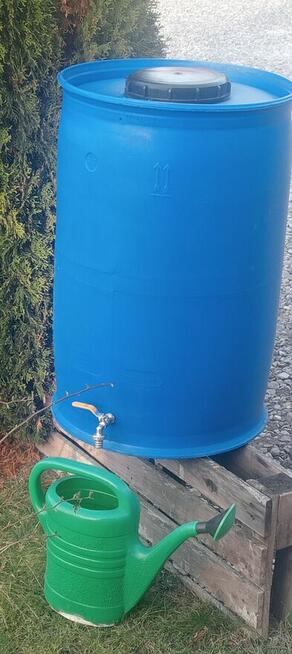 Beczki na deszczówkę 220 litrów Metalowy KRANIK 3/4