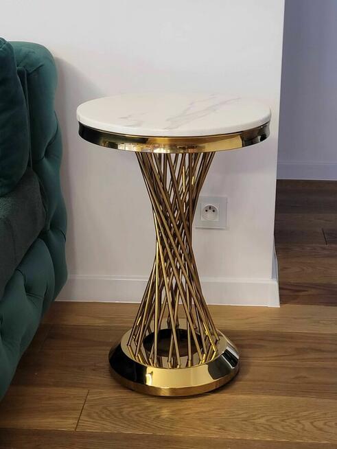 Stolik złoty, glamour, stolik boczny, AKANT Meble