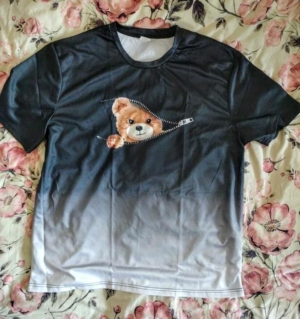 Koszulka z nadrukiem misia – nowa, unisex, rozmiar XXL
