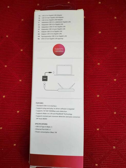Karta sieciowa Adapter USB 3.0 A Ethernet RJ45 Gigabit LAN
