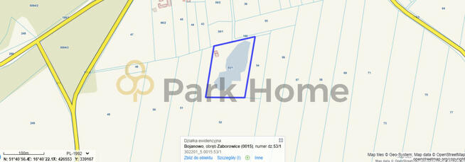 Działka budowlana Zaborowice gm. Bojanowo,