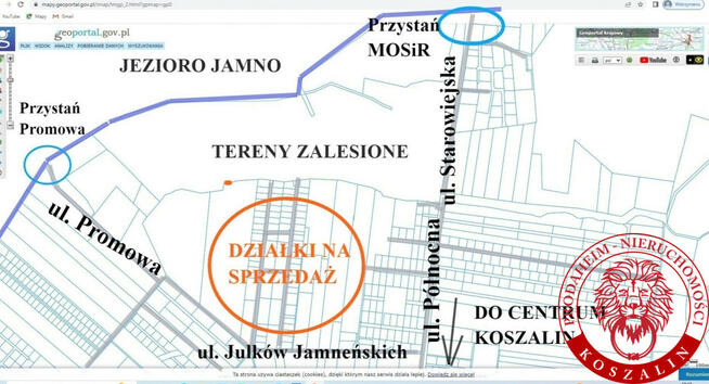 Działka nad jeziorem blisko morza Łabusz Koszalin