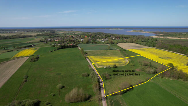 Działka bud. 2,90 ha nad morzem i jeziorem Łącko