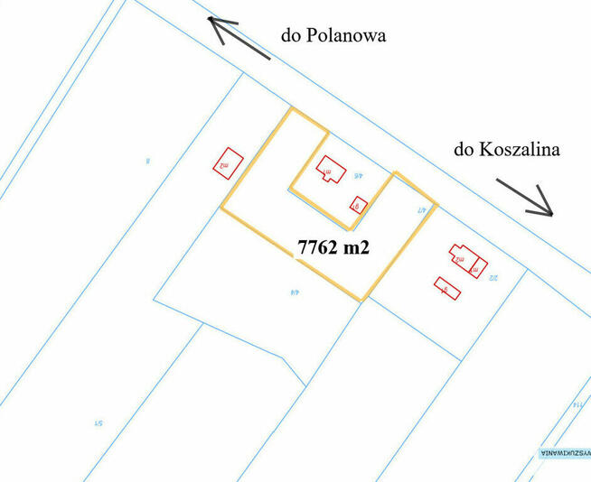 Szczeglino Mokre działka 7762 m2 przy drodze