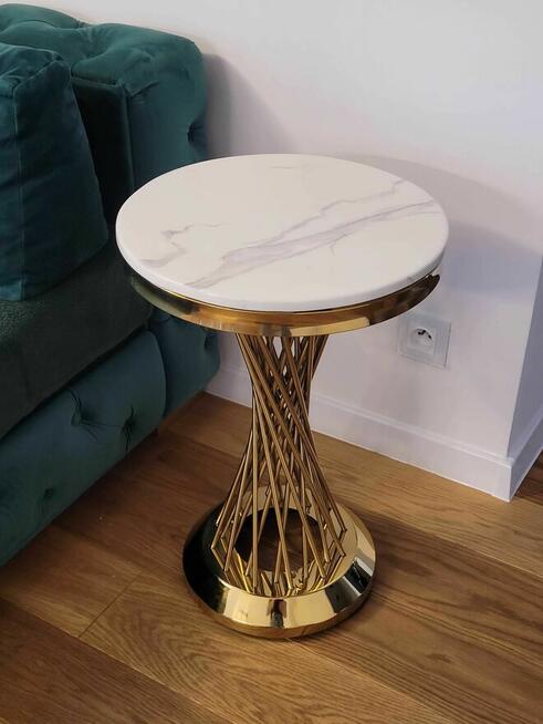 Stolik złoty, glamour, stolik boczny, AKANT Meble