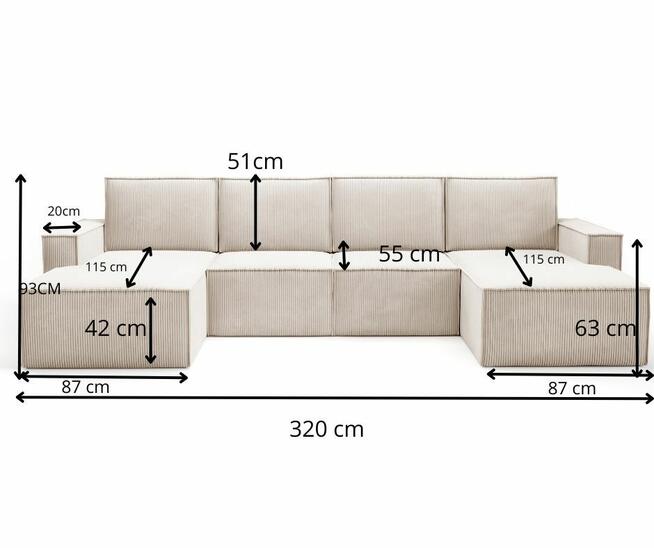 Modułowa Sofa Narożna PORTO – Welurowa Tkanina + Dostawa