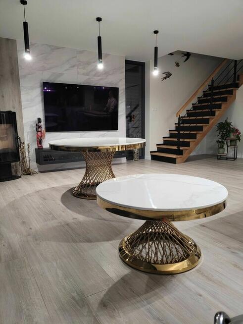 Złoty Stół Glamour, Stół okrągły, AKANT Meble