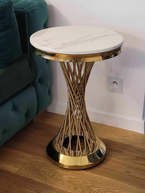 Stolik złoty, glamour, stolik boczny, AKANT Meble