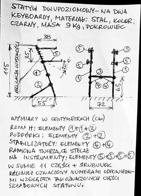Statyw na dwa keyboardy