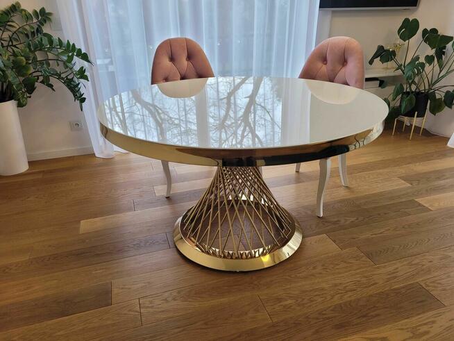 Złoty Stół Glamour, Stół okrągły, AKANT Meble