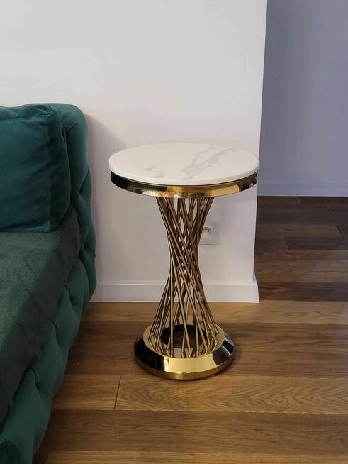 Stolik złoty, glamour, stolik boczny, AKANT Meble
