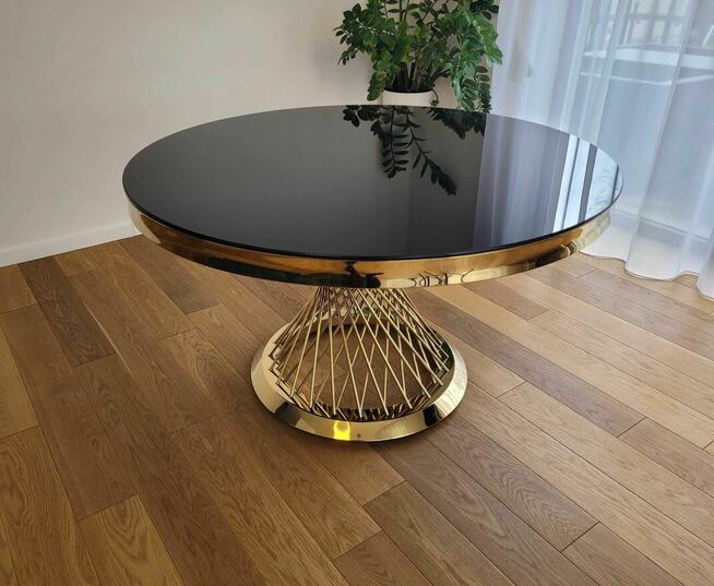 Złoty Stół Glamour, Stół okrągły, AKANT Meble