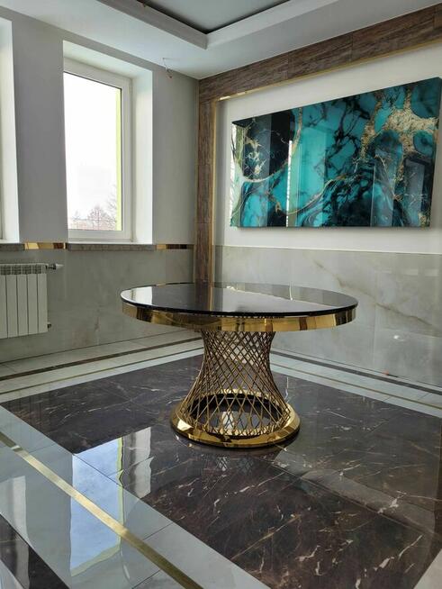 Złoty Stół Glamour, Stół okrągły, AKANT Meble