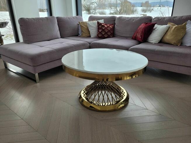 Ława Luxury Złota, glamour, okrągła, AKANT Meble