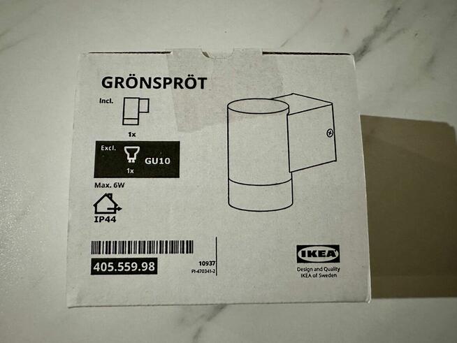 Nowa lampa ścienna IKEA GRONSPROT – zewnętrzna, czarna