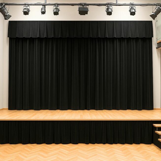 Kurtyna Sceniczna Czarna Trudnopalna Ognioodporna do Teatru