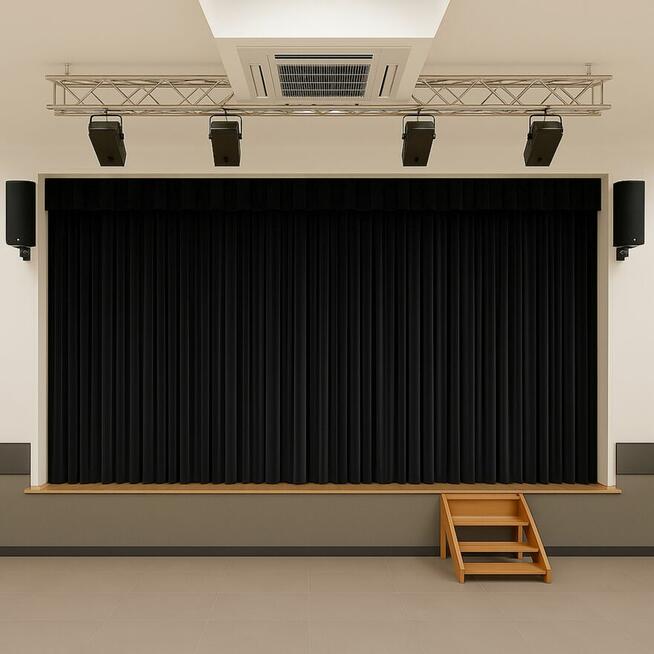 Kurtyna Sceniczna Czarna Trudnopalna Ognioodporna do Teatru