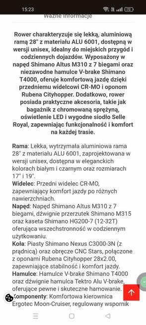 Sprzedam rower miejski Unibike Citizen