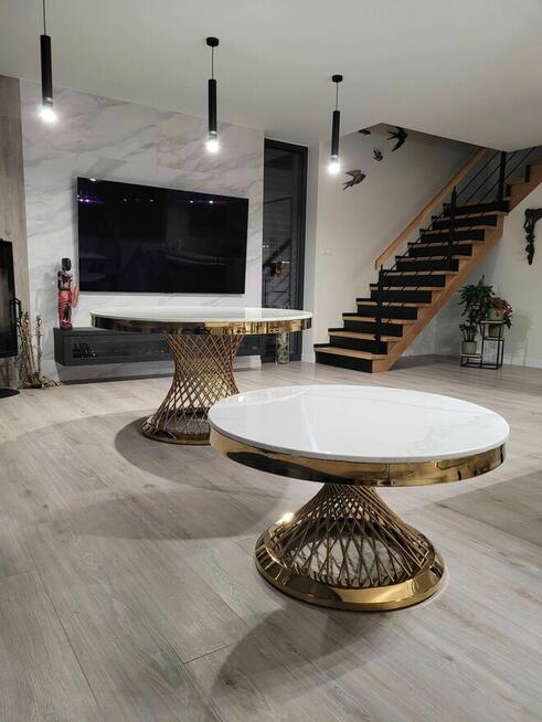 Ława Luxury Złota, glamour, okrągła, AKANT Meble