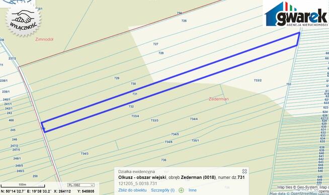 Działka Leśna, 15420 m2, Zederman
