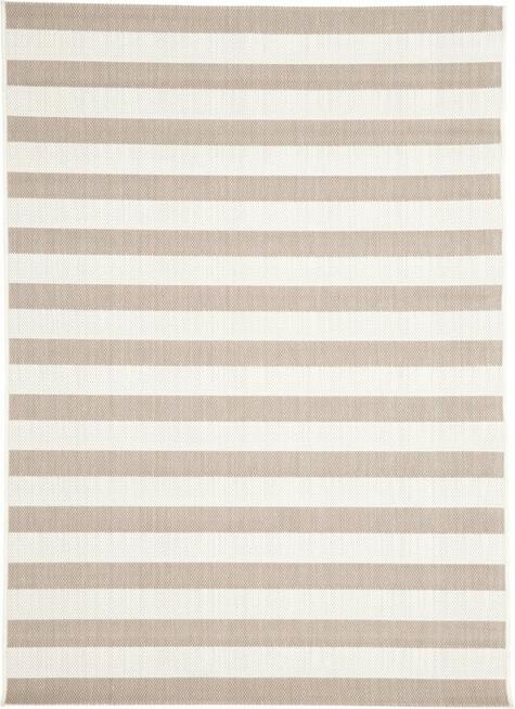 Dywan 117x170 dom taras altanka biało beżowe pasy