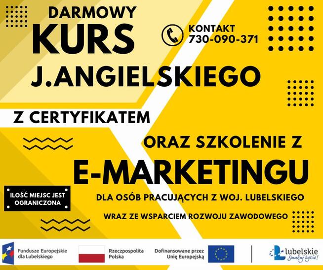 Darmowy kurs j.angielski z certyfikatem + E-marketing