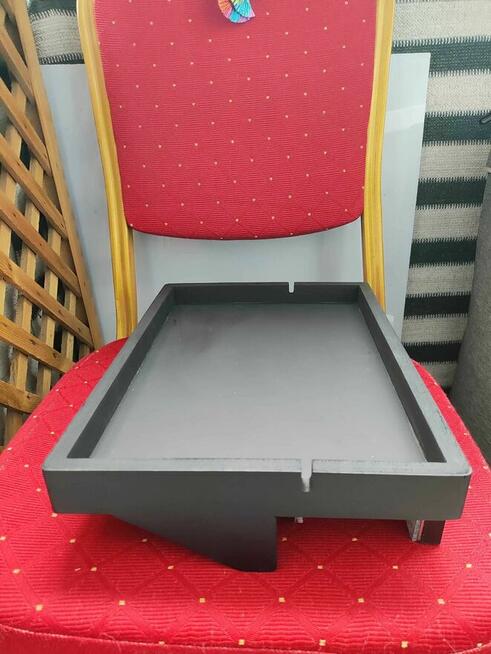 Stolik do łóżka taca przyłóżkowy drewniany czarny półka