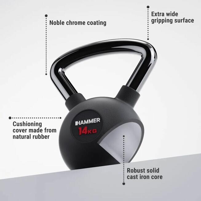 Kettlebell gumowany Hammer Premium 8 kg (dostępne inne wagi)