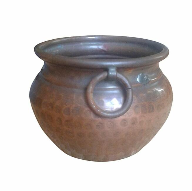 Miedziany garnuszek z uchwytami do powieszenia