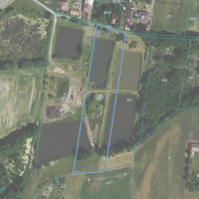 Nieruchomość zabudowana z 3 stawami i gruntem ornym