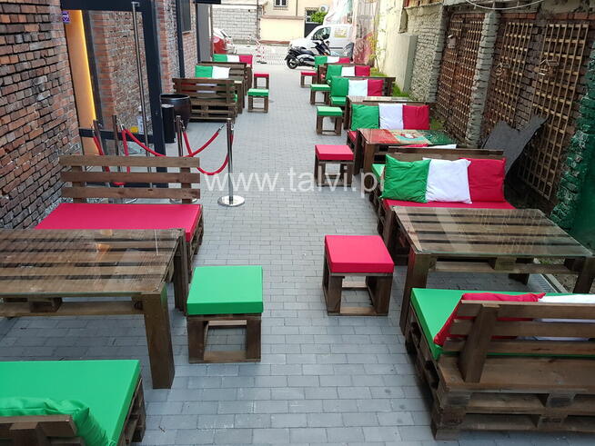 Meble z palet - lodziarnie - ogródki piwne - ogród - rabat