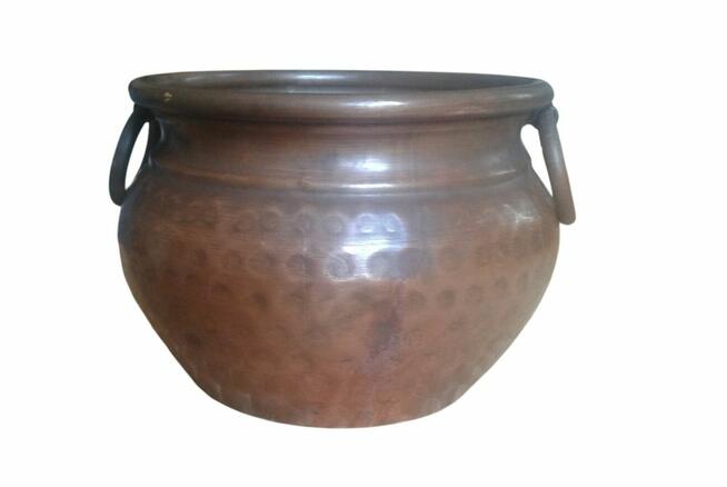 Miedziany garnuszek z uchwytami do powieszenia