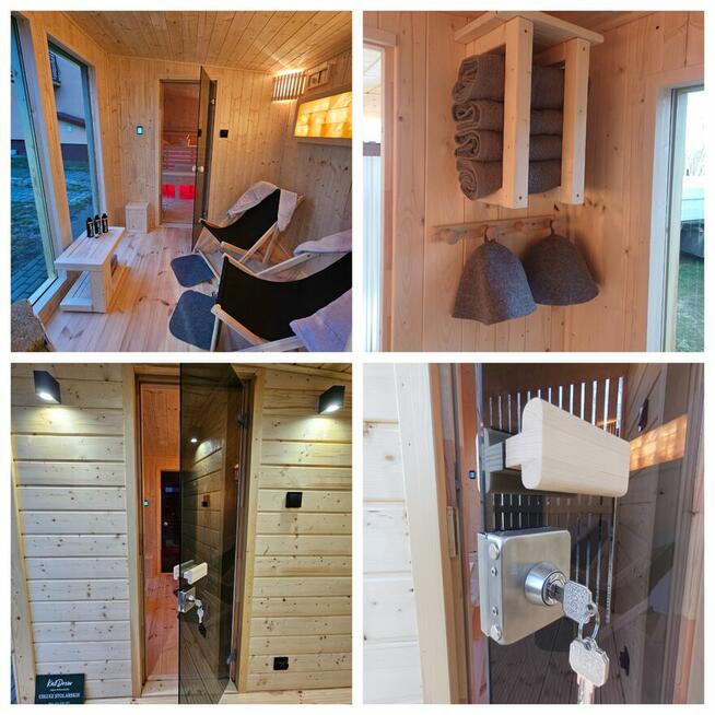 Sauna ogrodowa Premium z przedsionkiem oraz tarasem + balia