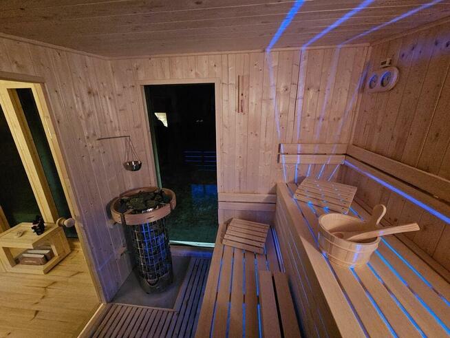 Sauna ogrodowa Premium z przedsionkiem oraz tarasem + balia