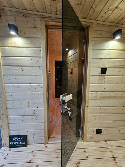 Sauna ogrodowa Premium z przedsionkiem oraz tarasem + balia