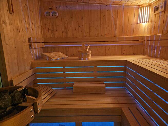 Sauna ogrodowa Premium z przedsionkiem oraz tarasem + balia